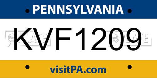 KVF1209 Pennsylvania License Plate
