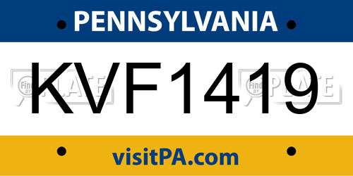 KVF1419 Pennsylvania License Plate