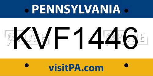 KVF1446 Pennsylvania License Plate