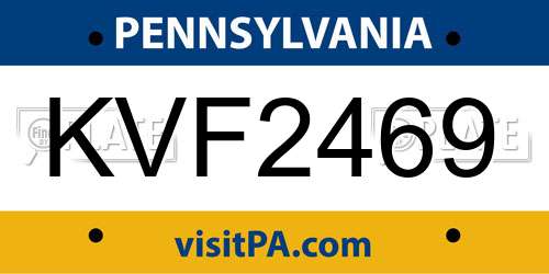 KVF2469 Pennsylvania License Plate