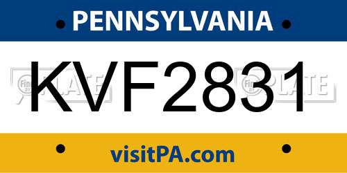 KVF2831 Pennsylvania License Plate