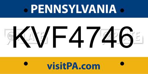 KVF4746 Pennsylvania License Plate