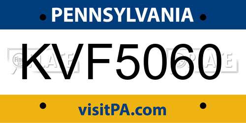 KVF5060 Pennsylvania License Plate