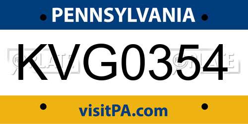 KVG0354 Pennsylvania License Plate