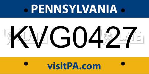 KVG0427 Pennsylvania License Plate