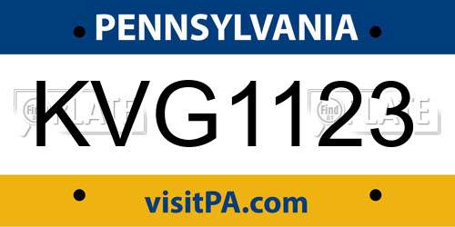 KVG1123 Pennsylvania License Plate