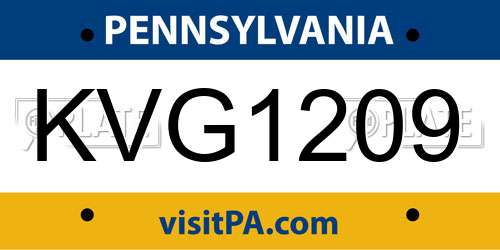 KVG1209 Pennsylvania License Plate