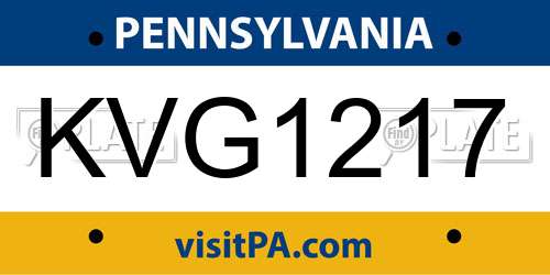 KVG1217 Pennsylvania License Plate