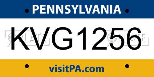 KVG1256 Pennsylvania License Plate