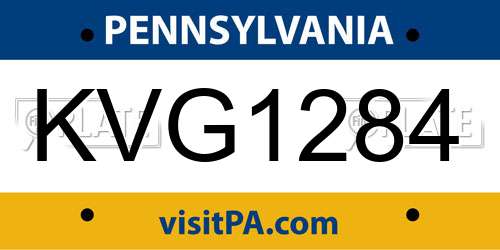 KVG1284 Pennsylvania License Plate