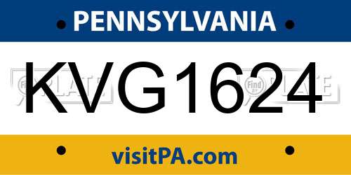 KVG1624 Pennsylvania License Plate