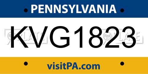 KVG1823 Pennsylvania License Plate