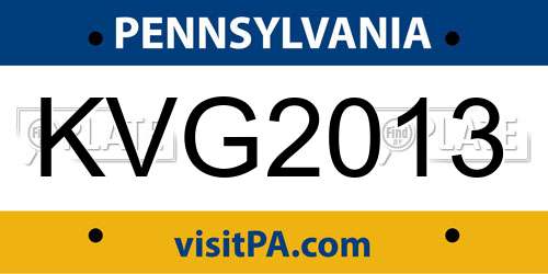 KVG2013 Pennsylvania License Plate