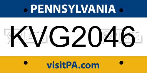 KVG2046 Pennsylvania License Plate