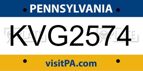 KVG2574 Pennsylvania License Plate