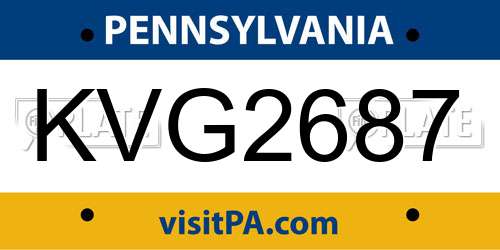 KVG2687 Pennsylvania License Plate