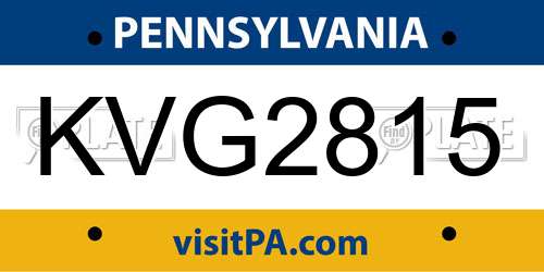 KVG2815 Pennsylvania License Plate