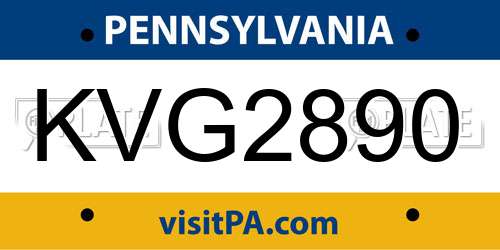 KVG2890 Pennsylvania License Plate