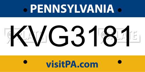 KVG3181 Pennsylvania License Plate