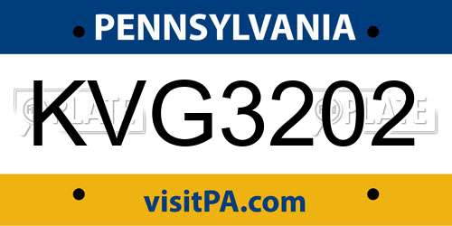 KVG3202 Pennsylvania License Plate
