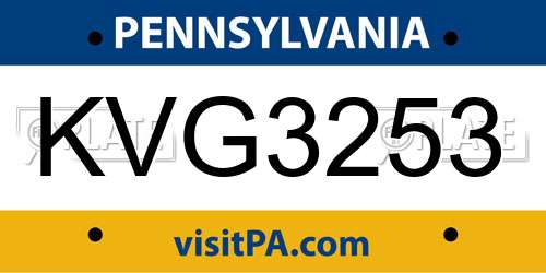 KVG3253 Pennsylvania License Plate