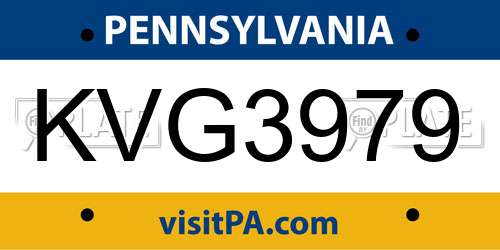 KVG3979 Pennsylvania License Plate