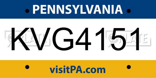 KVG4151 Pennsylvania License Plate