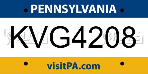 KVG4208 Pennsylvania License Plate