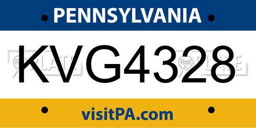 KVG4328 Pennsylvania License Plate