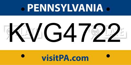 KVG4722 Pennsylvania License Plate