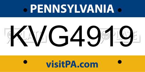 KVG4919 Pennsylvania License Plate