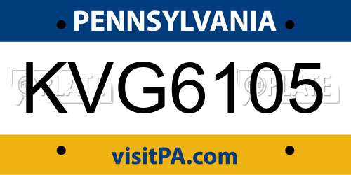 KVG6105 Pennsylvania License Plate