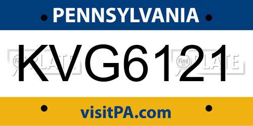 KVG6121 Pennsylvania License Plate