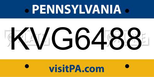 KVG6488 Pennsylvania License Plate