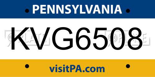 KVG6508 Pennsylvania License Plate