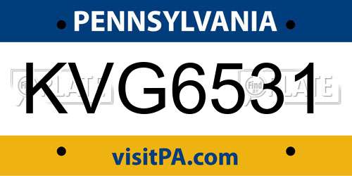 KVG6531 Pennsylvania License Plate