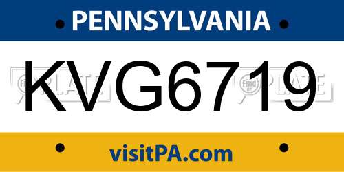 KVG6719 Pennsylvania License Plate