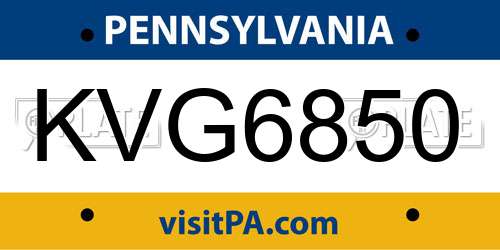 KVG6850 Pennsylvania License Plate