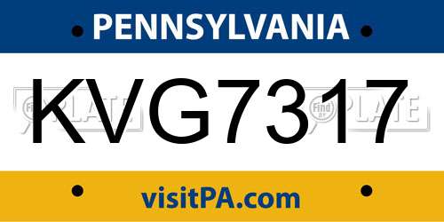 KVG7317 Pennsylvania License Plate
