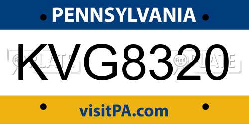 KVG8320 Pennsylvania License Plate