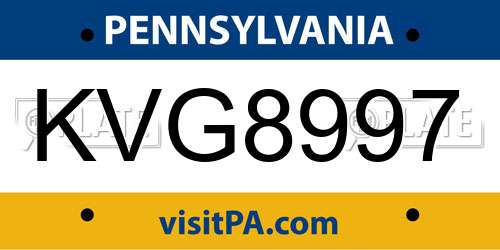 KVG8997 Pennsylvania License Plate