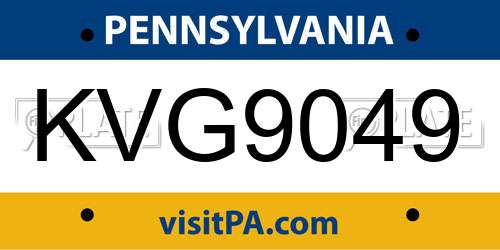 KVG9049 Pennsylvania License Plate