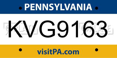 KVG9163 Pennsylvania License Plate