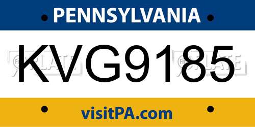 KVG9185 Pennsylvania License Plate