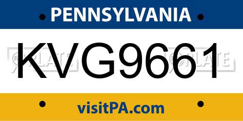 KVG9661 Pennsylvania License Plate