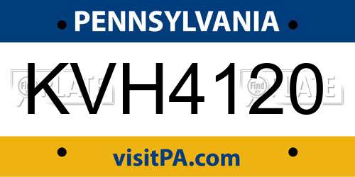 KVH4120 Pennsylvania License Plate