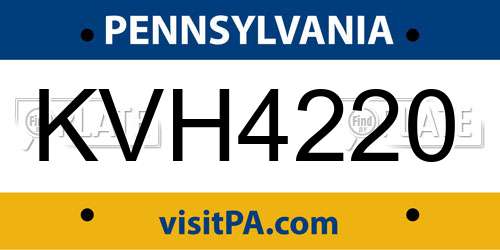 KVH4220 Pennsylvania License Plate