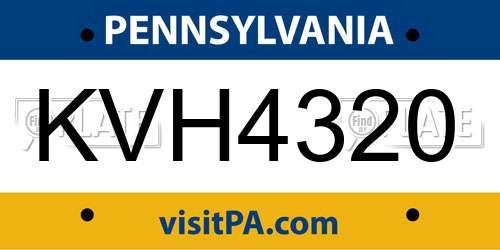 KVH4320 Pennsylvania License Plate