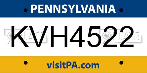 KVH4522 Pennsylvania License Plate