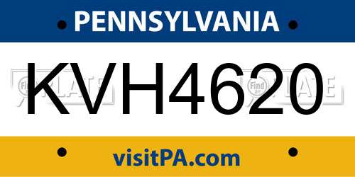 KVH4620 Pennsylvania License Plate